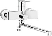 Wall-mounted washbasin and bath mixer with extended spout - hose connection_1