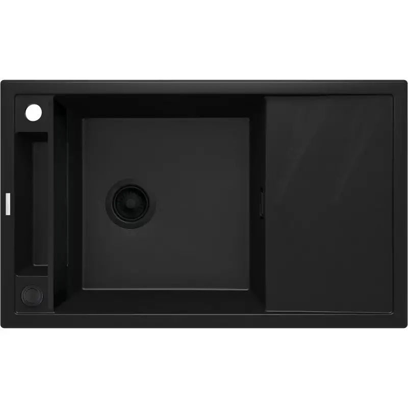 DEANTE BLACK NERO MATT MAGNETIC 1-BOWL GRANITE SINK WITH DRAINER_1