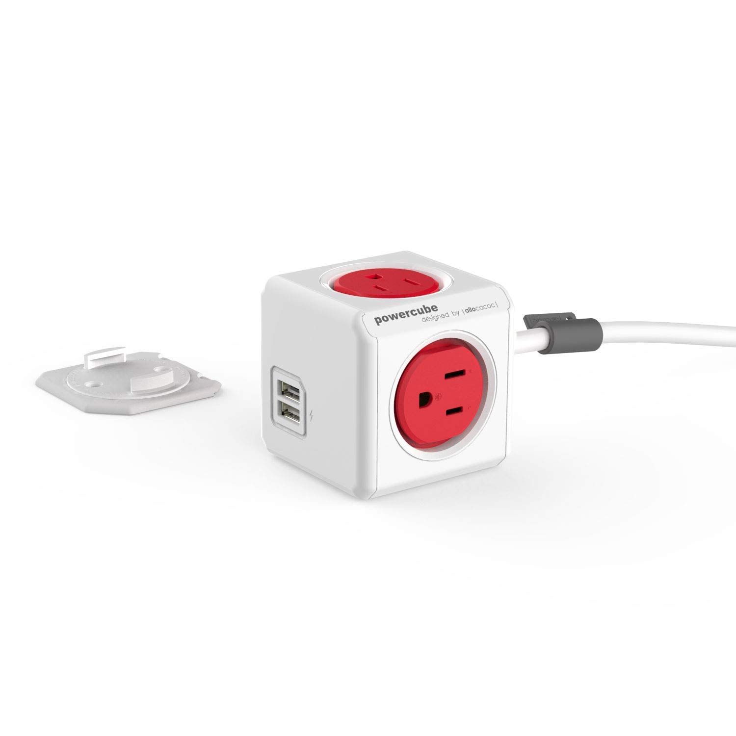 Allocacoc PowerCube power extension 1.5 m 5 AC outlet(s) Indoor Red  White_3
