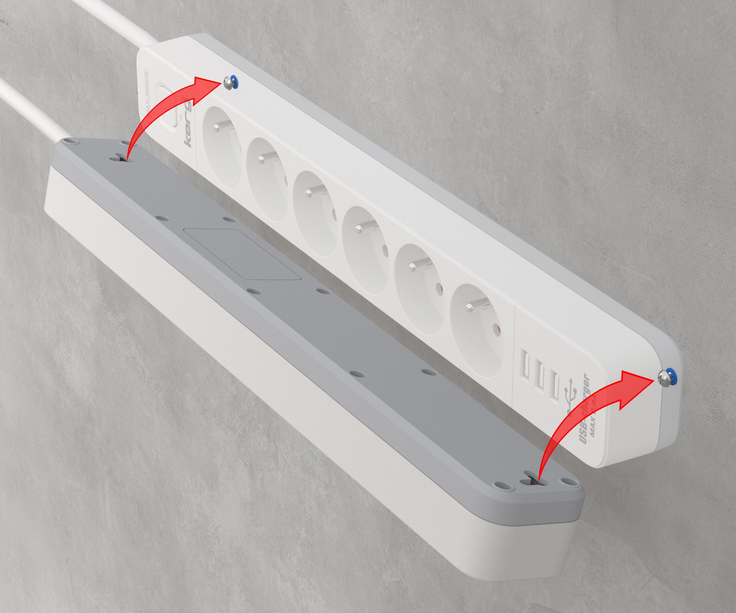 KERG power strip with circuit breaker-6 sockets 3USB 16A 1.5m_4