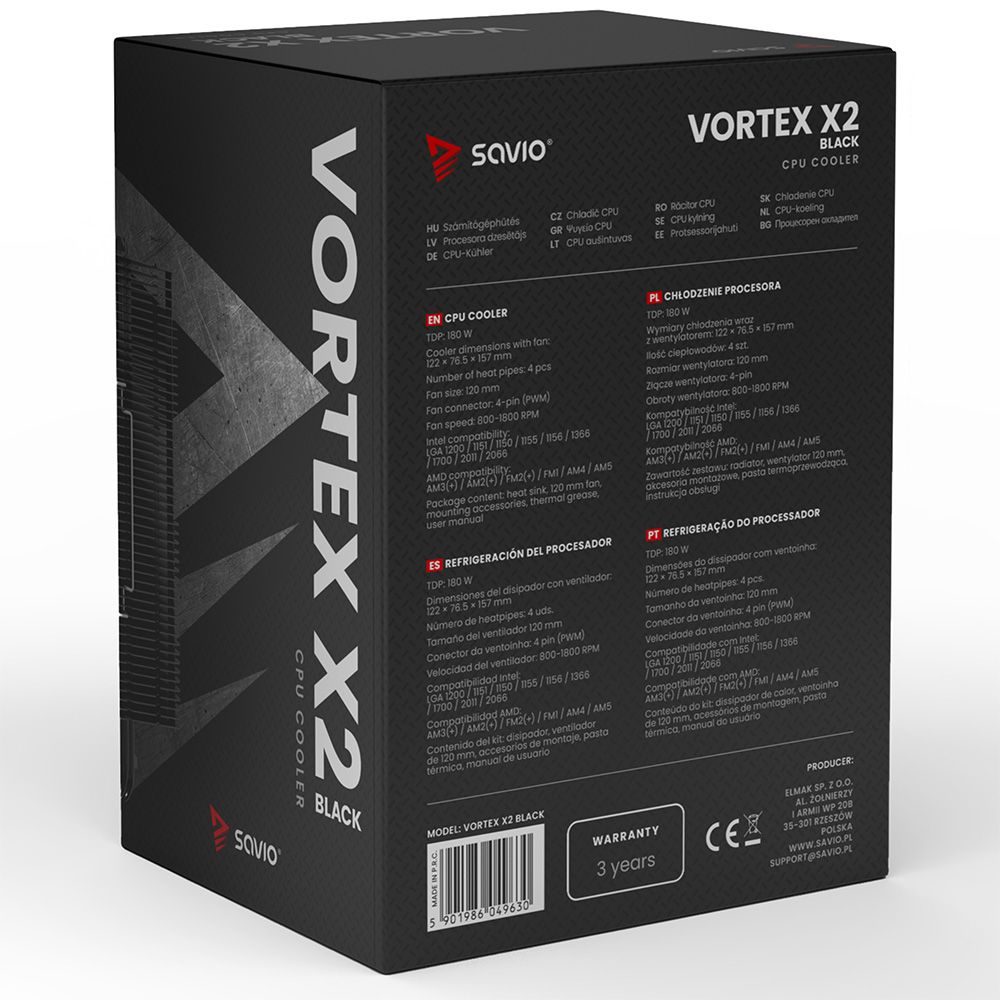 SAVIO VORTEX X2 BLACK CPU Cooler_3