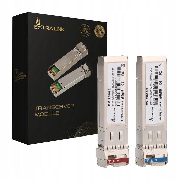 Extralink SFP+ 10G | SFP+ WDM Module | 10Gbps 1270/1330nm  single mode  2km  pair_1