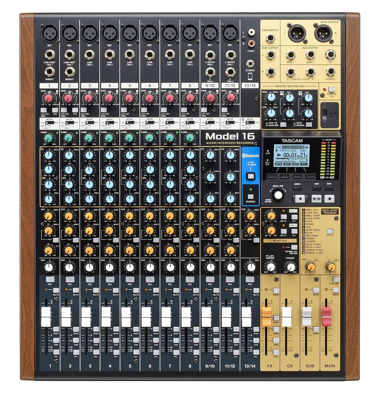 Tascam MODEL 16 audio mixer 16 channels 20 - 30000 Hz Black  Gold  Wood_1