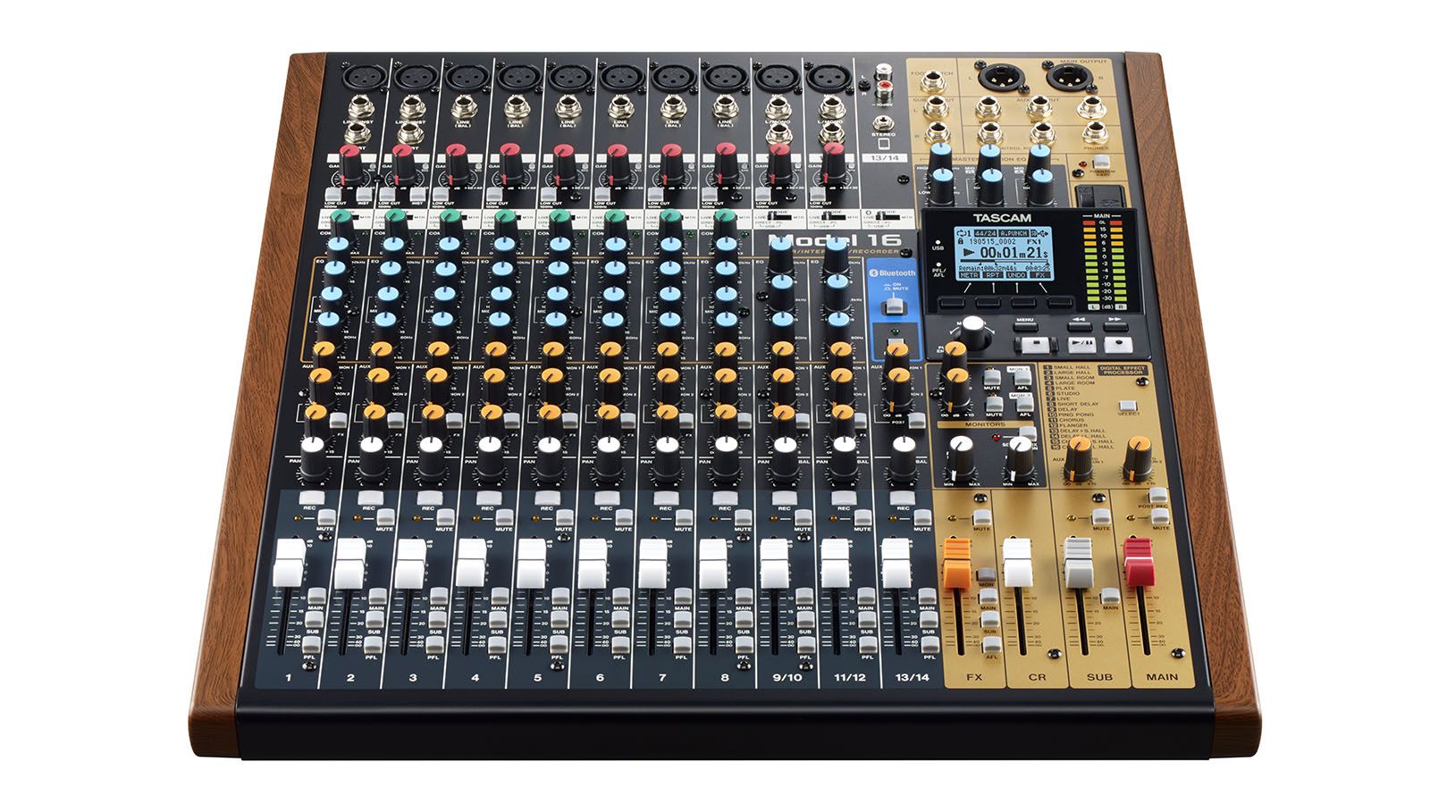 Tascam MODEL 16 audio mixer 16 channels 20 - 30000 Hz Black  Gold  Wood_7