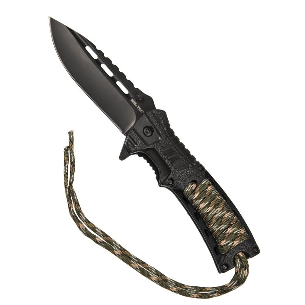 Mil-Tec Paracord folding knife with flintlock - Camo_1