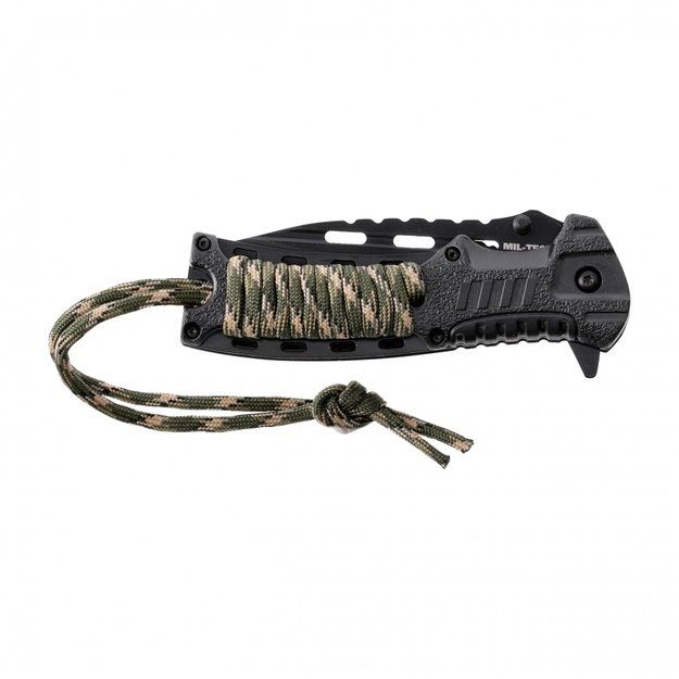 Mil-Tec Paracord folding knife with flintlock - Camo_5