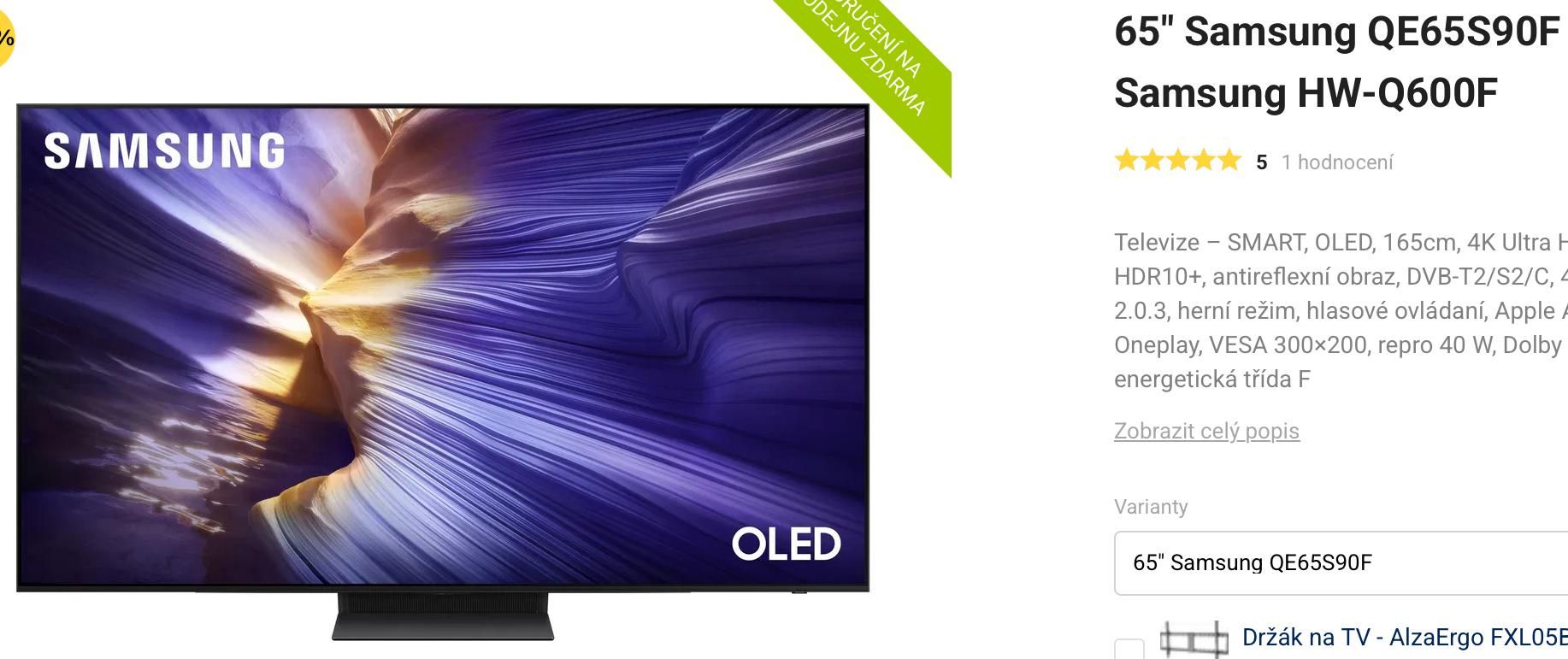 Samsung QE65S90FAT 165 1 cm (65 ) 4K Ultra HD Smart TV Wi-Fi Black_1