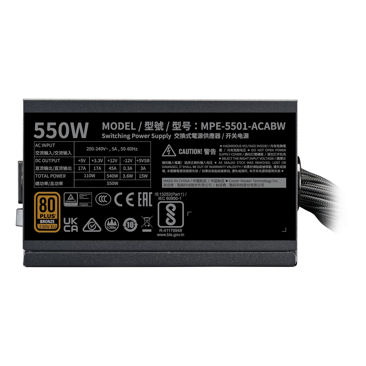 Cooler Master MWE Bronze 550 V3 230V power supply unit 550 W 24-pin ATX ATX Black_5