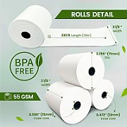 Receipt Rolls, Heipa, Thermal Paper, 58 mm, 64 mm, 12.7 mm, White_3