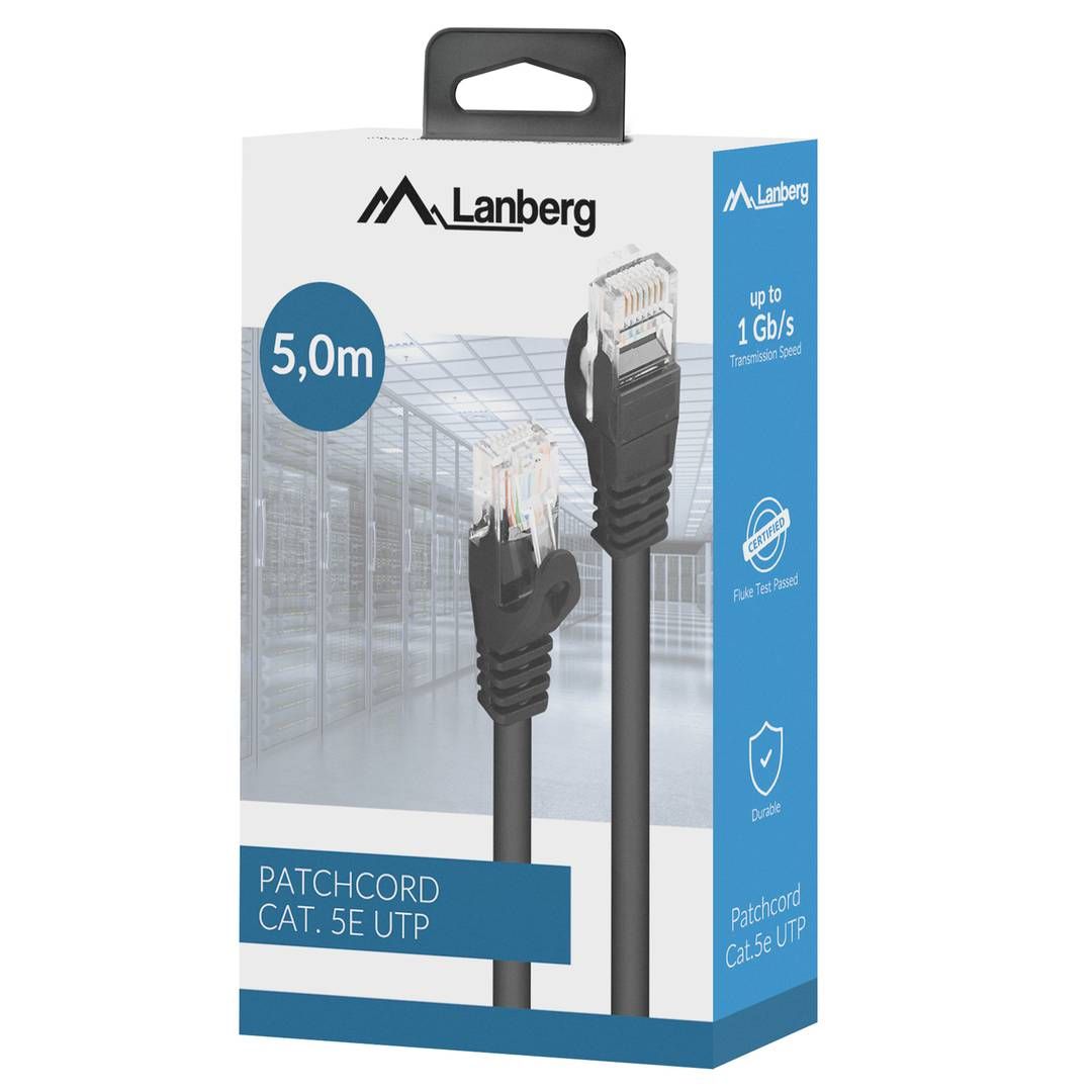 LANBERG PCU5-15CC-0500-BK Patchcord RJ45 cat. 5e UTP 5m black_1