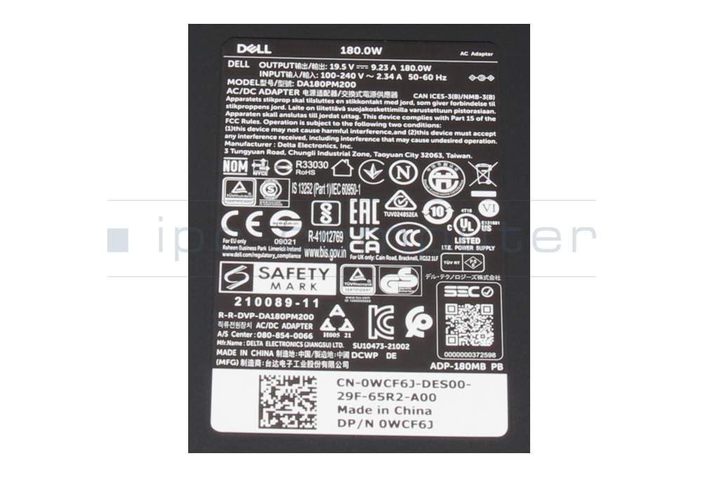 DELL 2H35J adaptoare și invertoare de curent De interior 180 W Negru_4