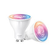 Smart Wi-Fi Spotlight, Dimmable, 2-Pack SPEC: 2.4 GHz, IEEE 802.11b/g/n, GU10 Base, 220–240 V, 50/60 Hz, 350 lm, 3.7 W, 2,200 K~6,500K, 16 Million Colors, Beam Angle 40° , 4 kWh / 1000h, lifetime up to 15,000 hrs, Energy Efficiency Class E. FEATURE: 16 Million of Colors, Dimmable, No Hub Required_1