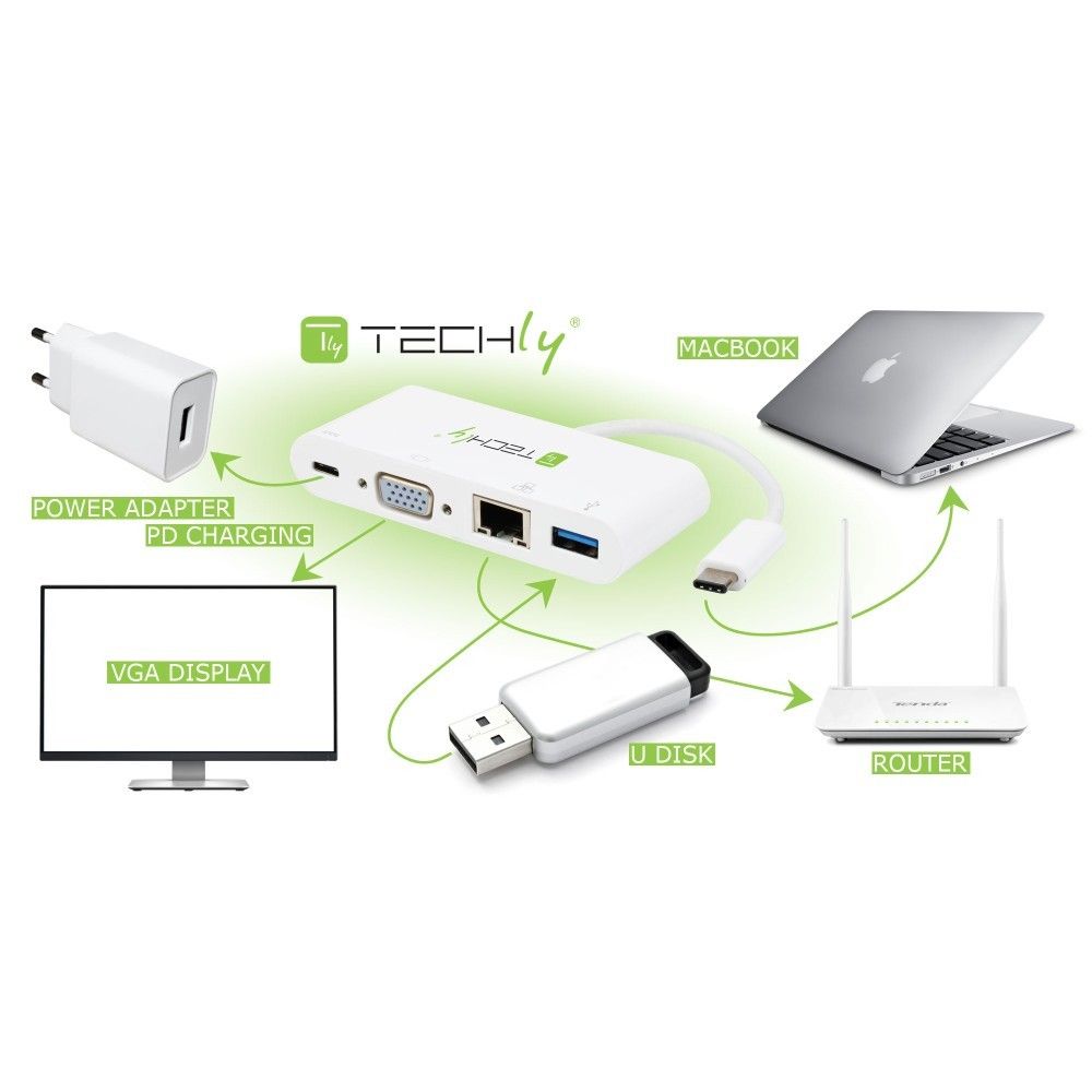 Techly IADAP USB31-DOCK2 stații de andocare și replicatoare de porturi pentru calculatoare portabile USB C Alb_2