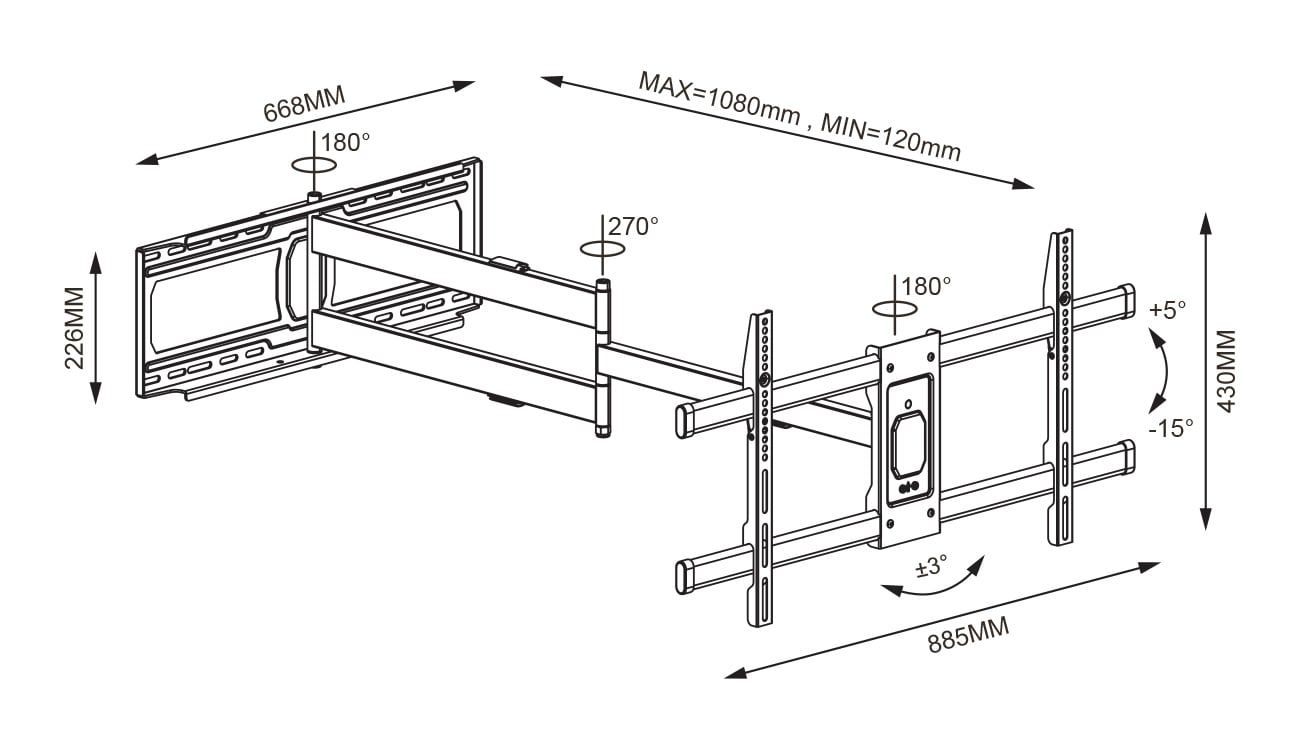 Uchwyt ścienny do TV 42-80