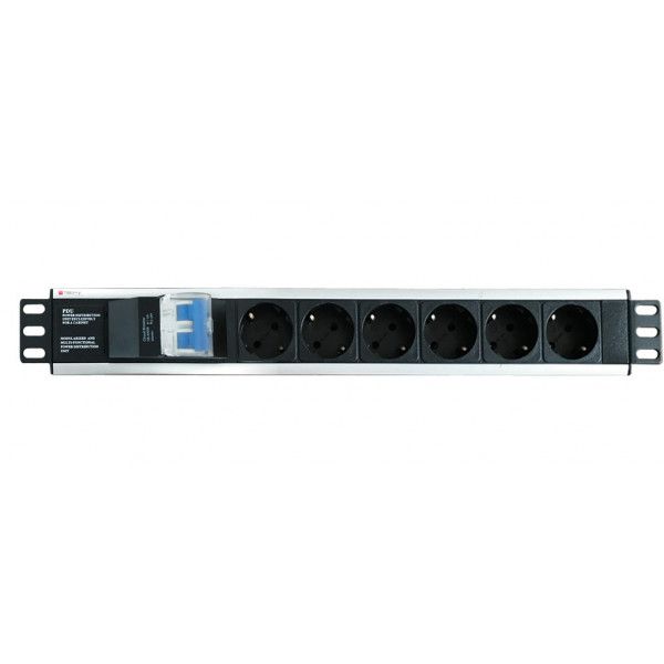Techly I-CASE STRIP-16SH unități de distribuție a energiei electrice (PDU) 6 ieșire(i) AC 1.5U Negru, Argint_1