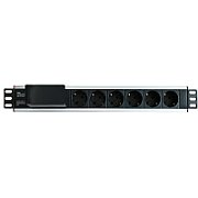 Techly I-CASE STRIP-16SH unități de distribuție a energiei electrice (PDU) 6 ieșire(i) AC 1.5U Negru, Argint_2