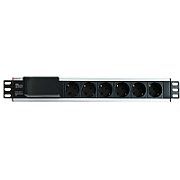 Techly I-CASE STRIP-16SH unități de distribuție a energiei electrice (PDU) 6 ieșire(i) AC 1.5U Negru, Argint_5