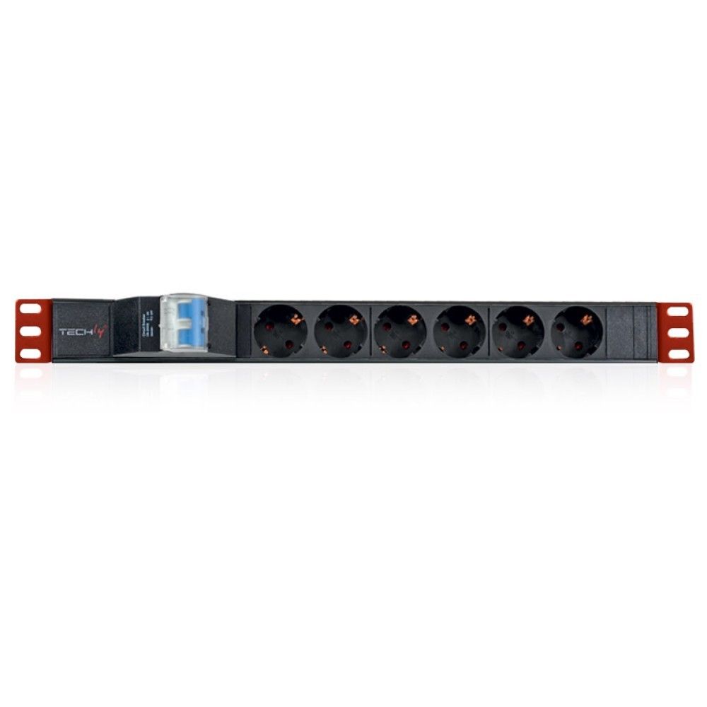 Techly I-CASE STRIP-61UD unități de distribuție a energiei electrice (PDU) 6 ieșire(i) AC 1U Negru, Roşu_6