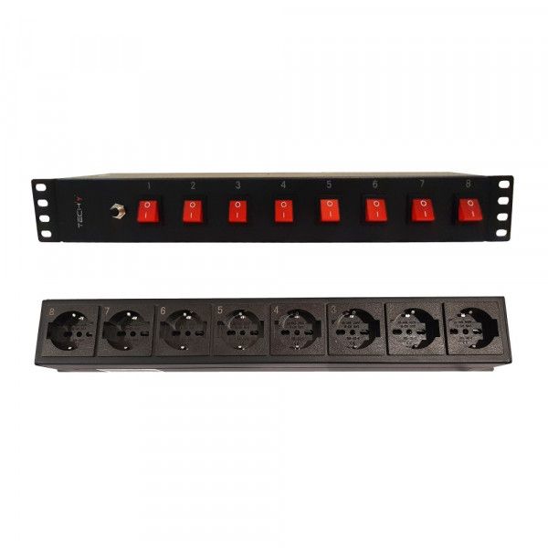 Techly I-CASE STRIP-815I unități de distribuție a energiei electrice (PDU) 8 ieșire(i) AC 1.5U Negru_1