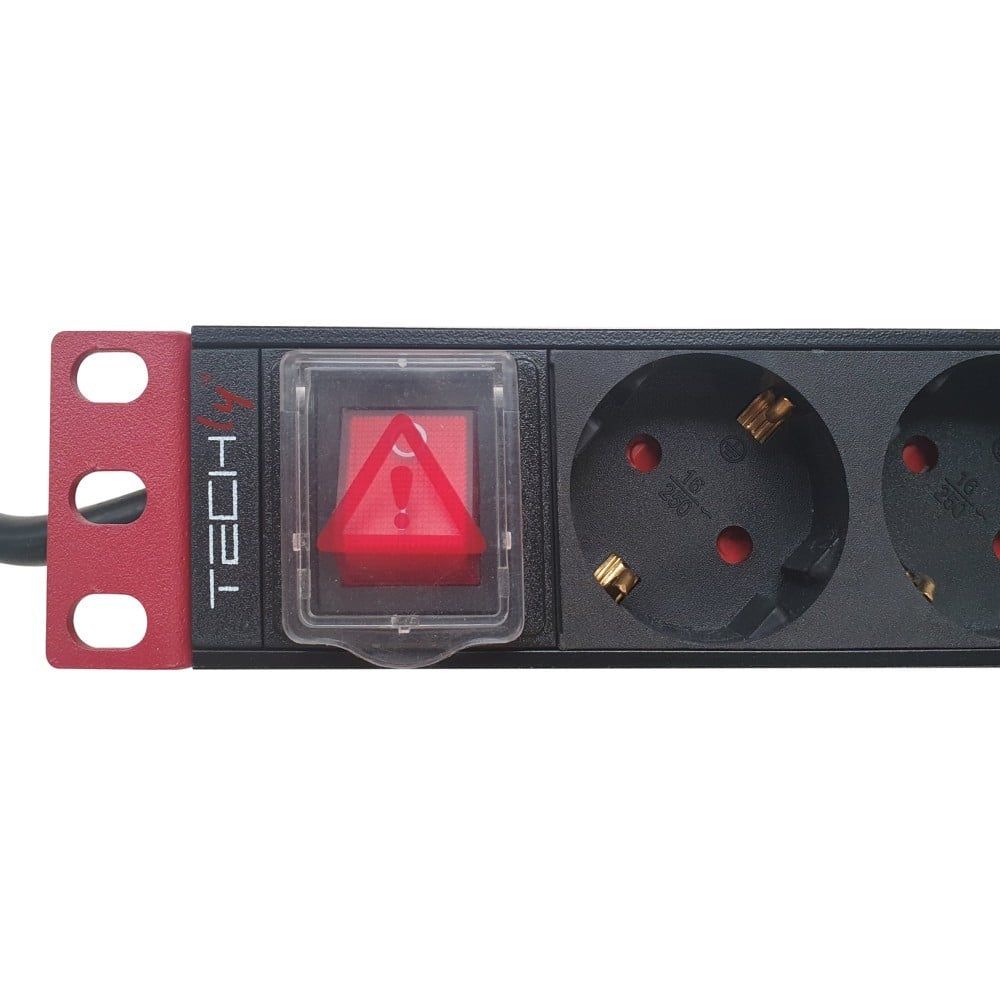 Techly I-CASE STRIP-91UD unități de distribuție a energiei electrice (PDU) 9 ieșire(i) AC 1U Negru, Roşu_1