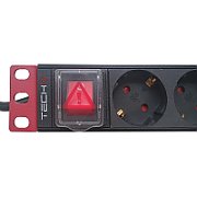 Techly I-CASE STRIP-91UD unități de distribuție a energiei electrice (PDU) 9 ieșire(i) AC 1U Negru, Roşu_1