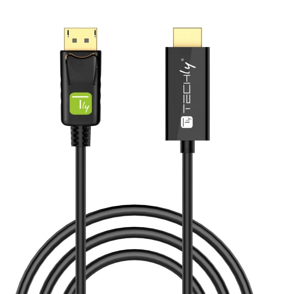 Techly ICOC DSP-H12-020 adaptor pentru cabluri video 2 m DisplayPort HDMI Negru_1