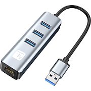 Techly IDATA USB-ETGIGA3AA stații de andocare și replicatoare de porturi pentru calculatoare portabile Prin cablu USB 3.2 Gen 1 (3.1 Gen 1) Type-A Negru, Argint_1