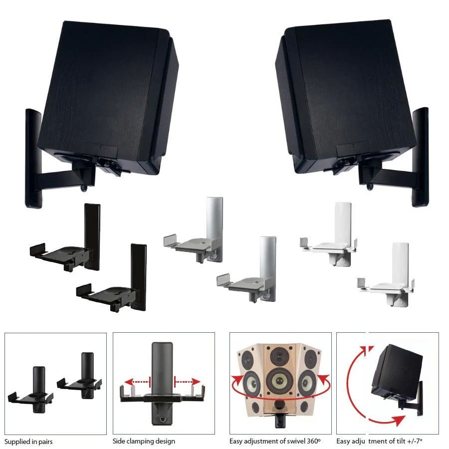 B-Tech VENTRY - Side Clamping Loudspeaker Wall Mounts with Tilt & Swivel (Pair)_3