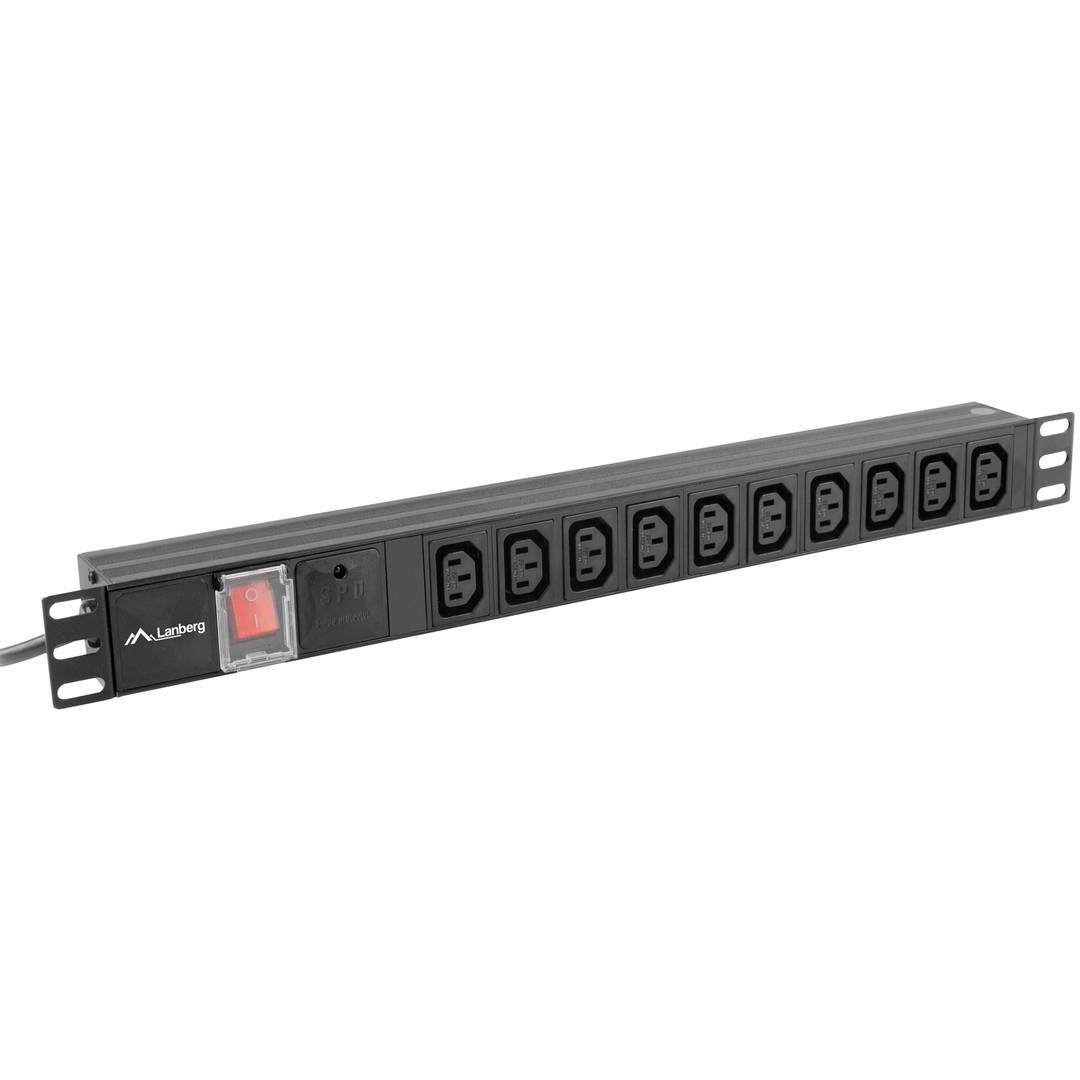 Lanberg Power Distribution Unit (PDU) 19  1U 10A 2m 5x Schuko Outlets Black C14_4