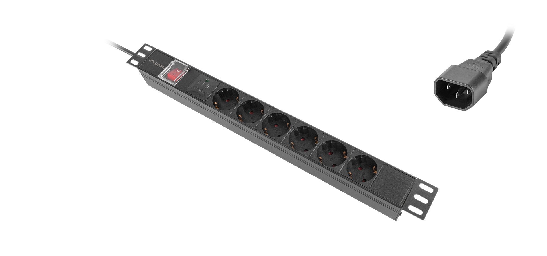 Lanberg Power Distribution Unit (PDU) 19  1U 10A 2m 6x Schuko Outlets Black C14_1