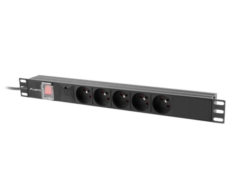 Lanberg Power Distribution Unit (PDU) 19  1U 10A 2m 6x Schuko Outlets Black C14_3