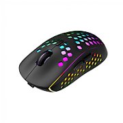 Canyon 7keys Gaming 2.4G wireless mouse, KA8 sensor, DPI up to 1600, rubber coating on panel, Huano 1million switch, 45cm PVC cable, ABS material. 400mAh battery, size: 125.8*63.7*41mm, weight: 95g, Black_1