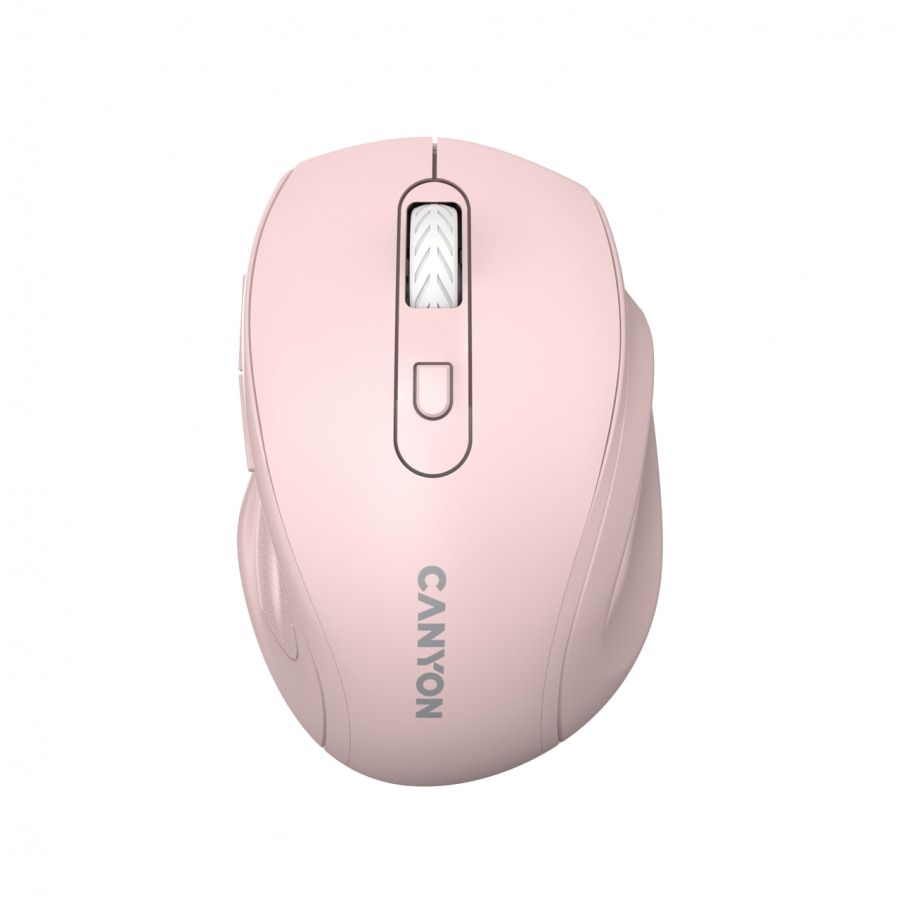 Canyon 6 buttons wireless 2.4Ghz mouse, MX8650A Sensor, DPI up to 1600,Injection case, 3 M life times left and right switches, 2xAAA battery, ABS material. Size: 105x71x40mm, Weight: 59g, Pink_1