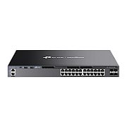 Omada 24-Port Gigabit Stackable L3 Managed Switch with 4 10GE SFP+ Slots PORT: 24× Gigabit RJ45 Ports, 4× 10G SFP+ Slots, RJ45/Type C USB Console Port, Management Port, 2× USB2.0 Ports SPEC: 1U 19-inch Rack-mountable Steel Case FEATURE: Integration with Omada SDN Controller, Stacking, RIP, OSPF_1