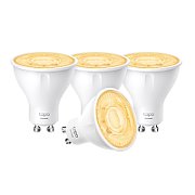 Smart Wi-Fi Spotlight, Dimmable, 4-Pack SPEC: 2.4 GHz, IEEE 802.11b/g/n, GU10 Base, 220–240 V, 50/60 Hz, 350 lm, 2.9 W, 2,700 K, Beam Angle 40° , 3 kWh / 1000h, lifetime up to 15,000 hrs, Energy Efficiency Class D. FEATURE: Dimmable, No Hub Required, Voice Control (works with Amazon Alexa and Google_1
