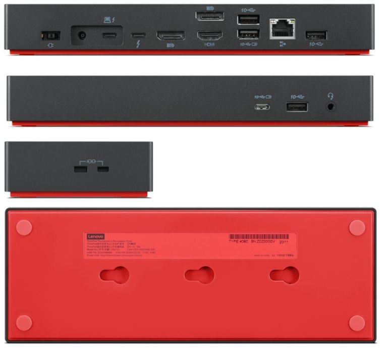 Lenovo 40B00300DK stații de andocare și replicatoare de porturi pentru calculatoare portabile Prin cablu Thunderbolt 4 Negru, Roşu_4