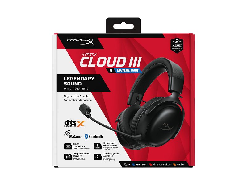 Casti gaming HyperX Cloud III S Black, autonomie pana la 120 ore, timp incarcare 5 ore, DTS Headphone:X Spatial Audio, drivere 53mm, microfon detasabil cu metal mesh, noise cancelling si indicator LED, jack 3,5mm/USB-C/USB-A, cupe cu spuma cu memorie, multiplatforma, negru_1