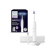 Periuta de dinti electrica Philips Sonicare HX7410/02, 62.000 miscari/minut, autonomie 21 zile, 3 mod de periere,3 intensitati, senzor presiune luminos, functia BrushSync, capat de periere Optimal White, capat de periere Senstive, toc transport, alb_1