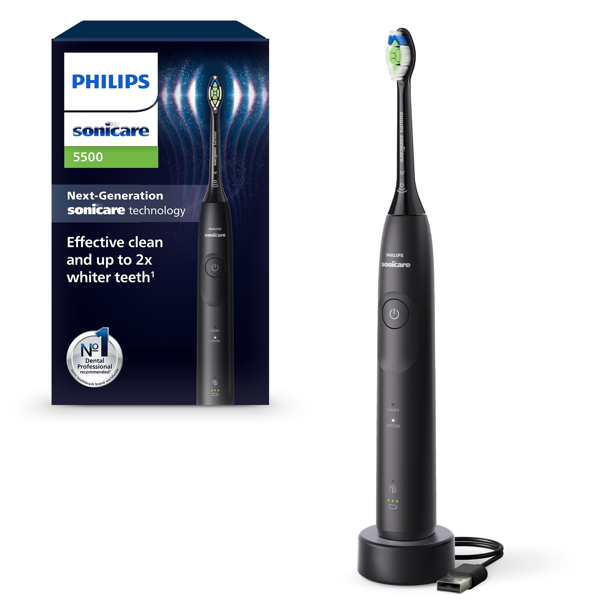 Periuta de dinti electrica Philips Sonicare HX7111/01, 62.000 miscari/minut, autonomie 21 zile, 2 moduri periere, senzor presiune integrat, functia BrushSync, capat de periere Otimal White, negru_1