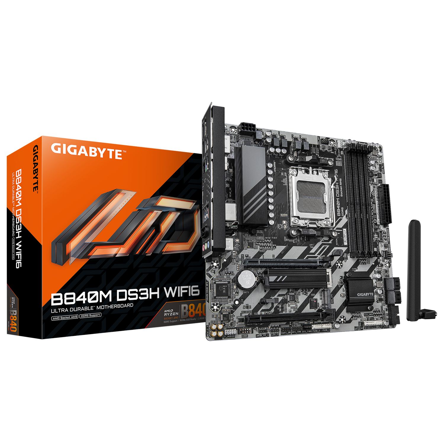 Placa de Baza GIGABYTE B840M DS3H WIFI6 AM5, 4x DDR5, 1x HDMI 2x DP, 1x PCIE 4.0 x16 1x PCIE 3.0 x16, 2x M.2, 4x SATA 6GB/s, mATX_4