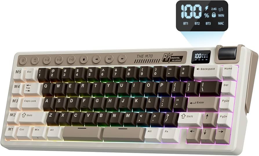 ROYAL KLUDGE RK M70 Mocha Grey Gaming Keyboard Beige switch_1