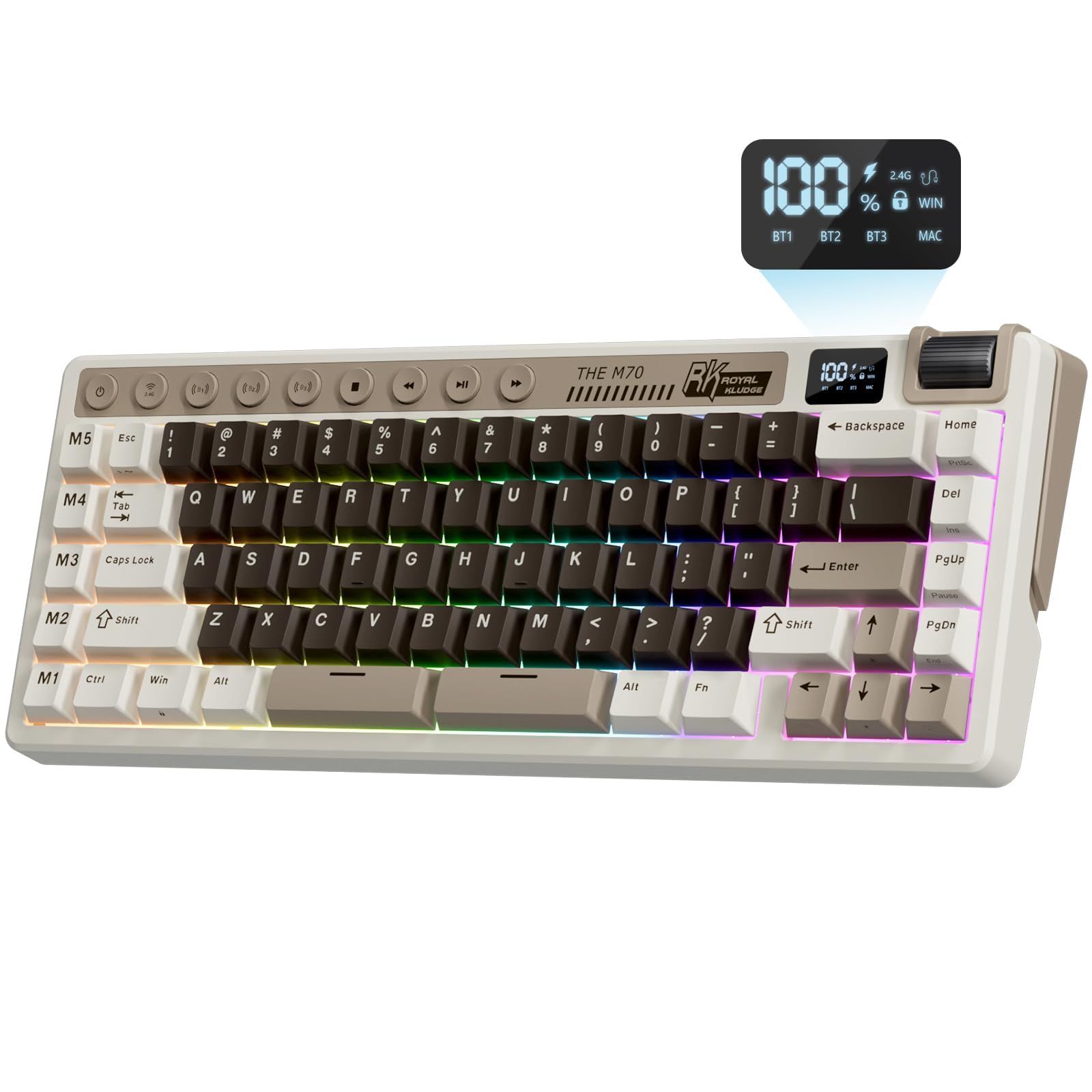 ROYAL KLUDGE RK M70 Mocha Grey Gaming Keyboard Beige switch_2