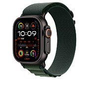 Apple Watch 49mm Loop:  Dark Green Alpine Loop - Small - Black Titanium Finish_2