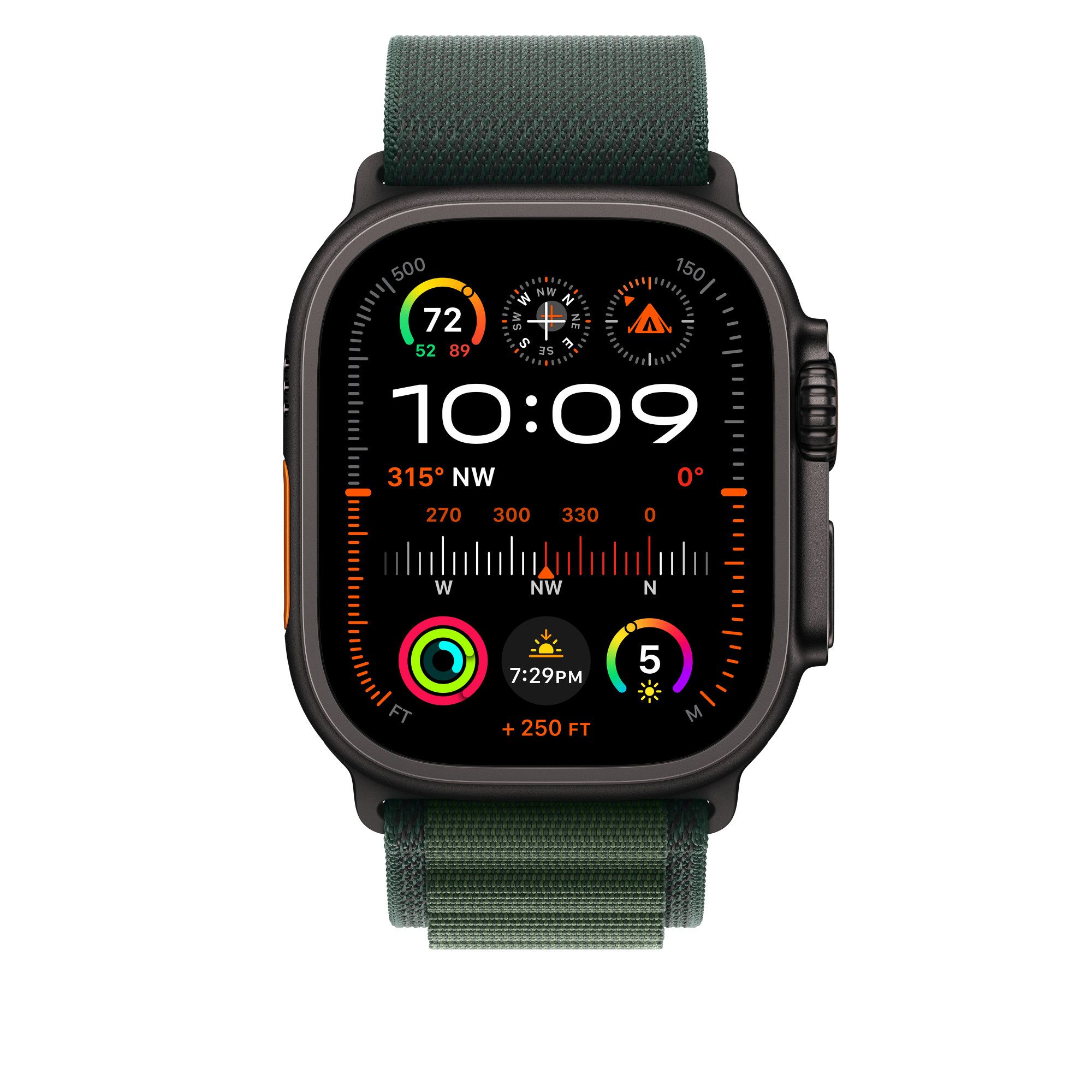 Apple Watch 49mm Loop:  Dark Green Alpine Loop - Small - Black Titanium Finish_3