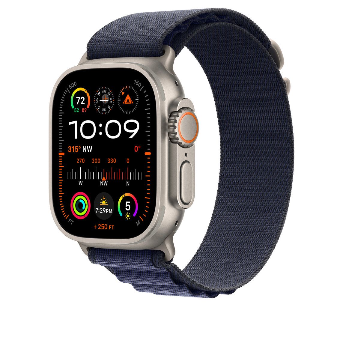 Apple Watch 49mm Loop:  Navy Alpine Loop - Small - Natural Titanium Finish_3