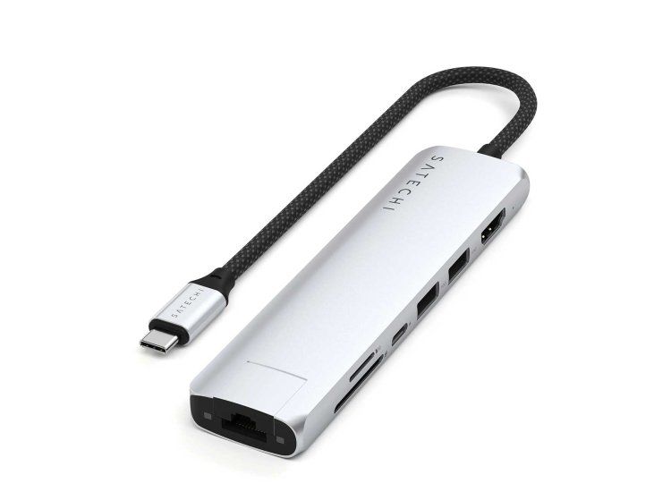 Satechi 7-in-1 USB-C Slim Multiport Adapter with Ethernet - Silver_1