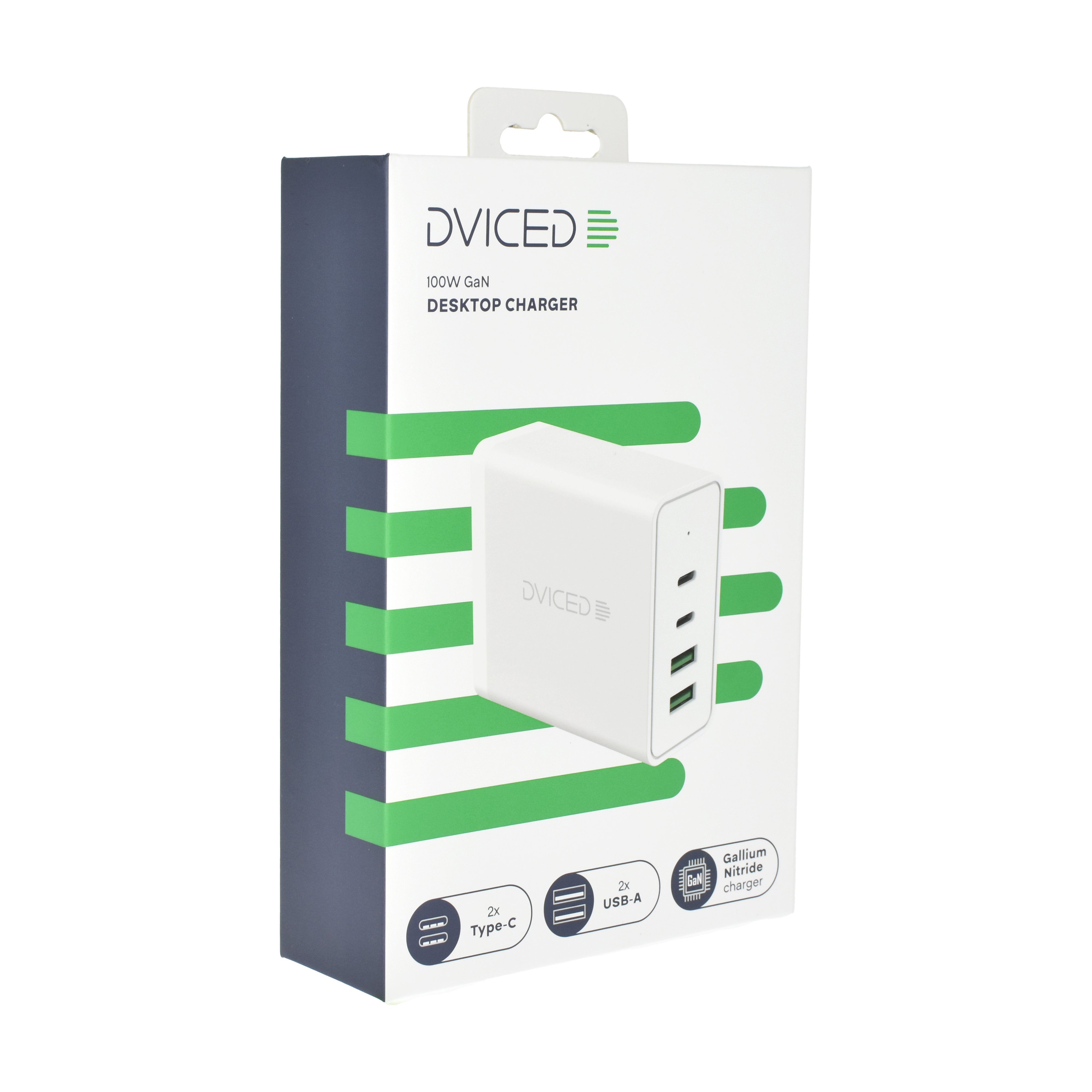 Dviced Desktop charger 100W GaN 2 USB-A, 2 USB-C EU - White_2