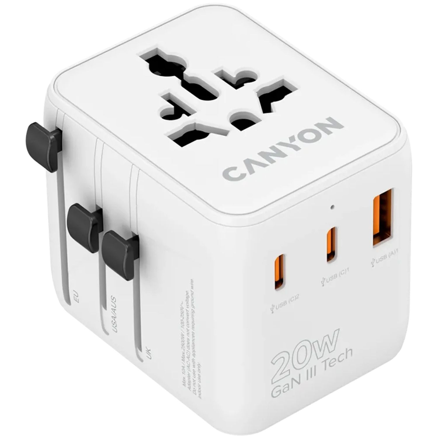 CANYON Travel Adapter OnTour 20 EU/UK/US/AUS 20W  White_1
