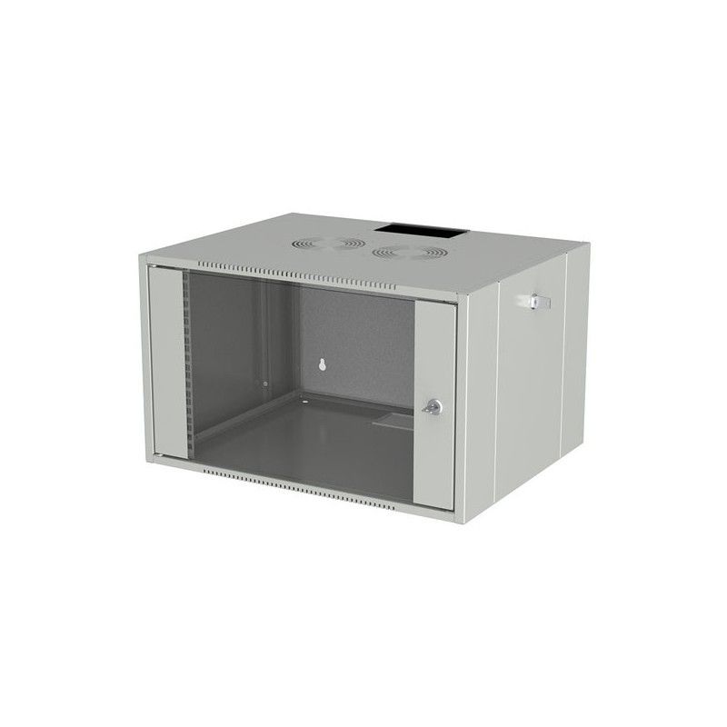 Rack 19'' 9U 580x600, de perete, dezasamblat, usa fata sticla, laterale detasabile, 60kg, seria D-WALL META, DECKRO_1