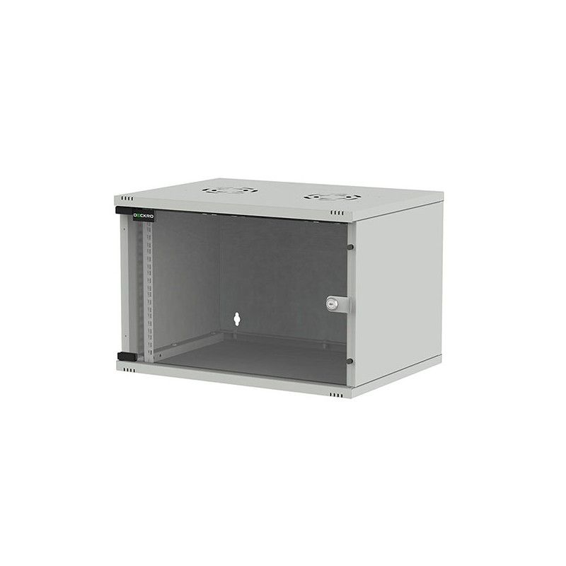 Rack 19'' 9U 540x400, de perete, dezasamblat, usa fata sticla, gri, capacitate 30kg, seria D-SOHO BASIC, DECKRO_1